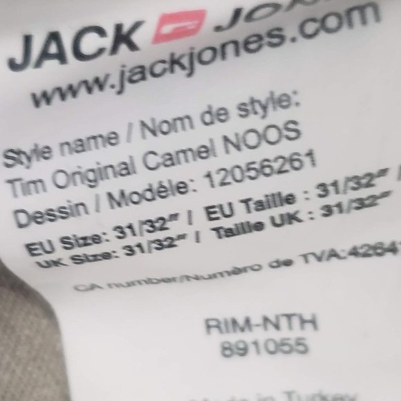 Jack and Jones Tan Slim Straight Button Fly Jeans 31W 32L - Picture 8 of 10